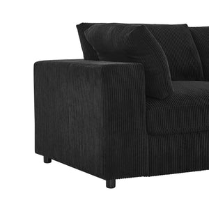 English Elm Corduroy Ribbed Upholstered Modular Sectional Sofa with Reversible Chaise for Living Room Black B2748S00194