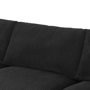 English Elm Corduroy Ribbed Upholstered Modular Sectional Sofa with Reversible Chaise for Living Room Black B2748S00194