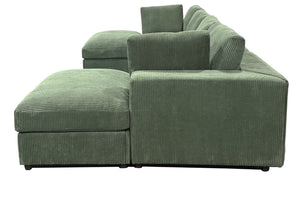 English Elm Corduroy Ribbed Upholstered Modular Sectional Sofa with Reversible Chaise for Living Room Dark Green B2748S00195