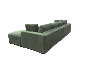 English Elm Corduroy Ribbed Upholstered Modular Sectional Sofa with Reversible Chaise for Living Room Dark Green B2748S00195
