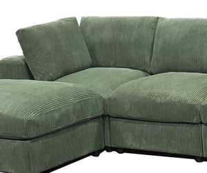English Elm Corduroy Ribbed Upholstered Modular Sectional Sofa with Reversible Chaise for Living Room Dark Green B2748S00195