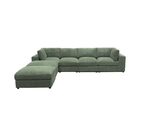 English Elm Corduroy Ribbed Upholstered Modular Sectional Sofa with Reversible Chaise for Living Room Dark Green B2748S00195