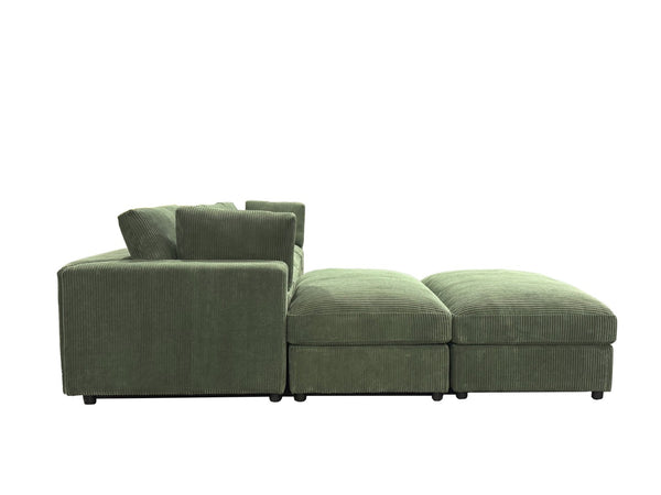 English Elm Corduroy Ribbed Upholstered Modular Sectional Sofa with Reversible Chaise for Living Room Dark Green B2748S00195