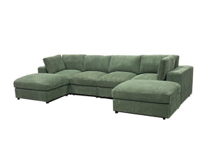 English Elm Corduroy Ribbed Upholstered Modular Sectional Sofa with Reversible Chaise for Living Room Dark Green B2748S00195