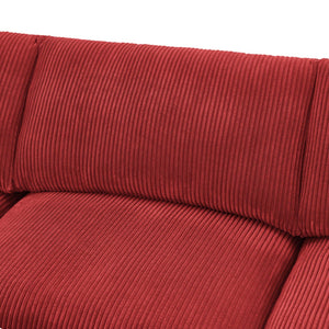 English Elm Corduroy Ribbed Upholstered Modular Sectional Sofa with Reversible Chaise for Living Room Red B2748S00196
