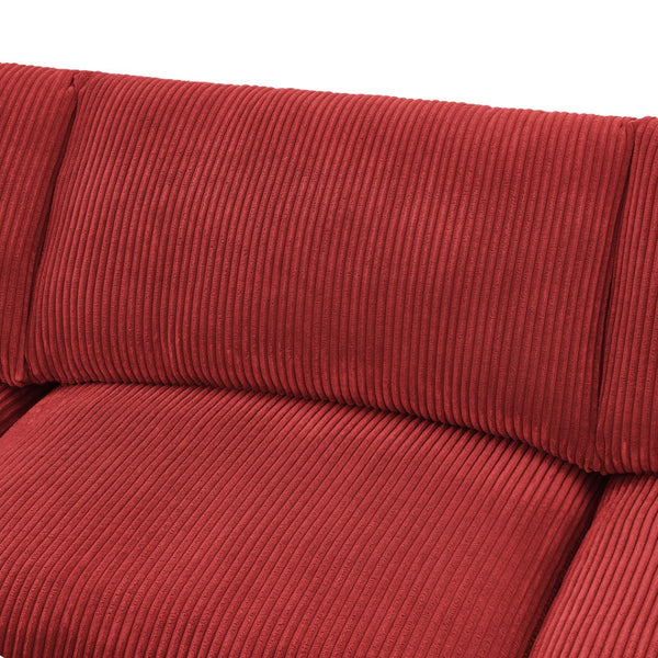 English Elm Corduroy Ribbed Upholstered Modular Sectional Sofa with Reversible Chaise for Living Room Red B2748S00196