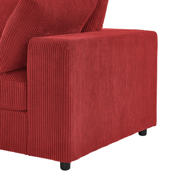 English Elm Corduroy Ribbed Upholstered Modular Sectional Sofa with Reversible Chaise for Living Room Red B2748S00196