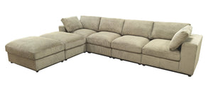 English Elm Corduroy Ribbed Upholstered Modular Sectional Sofa with Reversible Chaise for Living Room Camel B2748S00197