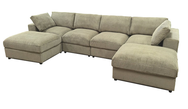 English Elm Corduroy Ribbed Upholstered Modular Sectional Sofa with Reversible Chaise for Living Room Camel B2748S00197