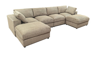 English Elm Corduroy Ribbed Upholstered Modular Sectional Sofa with Reversible Chaise for Living Room Camel B2748S00197