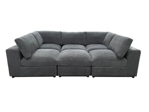 English Elm Corduroy Ribbed Upholstered Modular Sectional Sofa with Reversible Chaise Living Room Dark Gray B2748S00198
