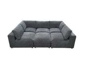 English Elm Corduroy Ribbed Upholstered Modular Sectional Sofa with Reversible Chaise Living Room Dark Gray B2748S00198