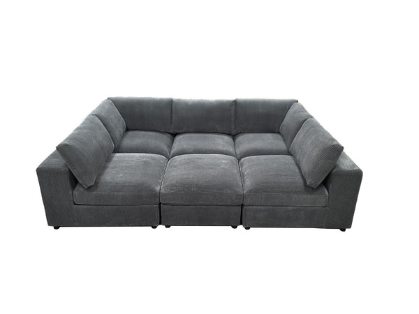 English Elm Corduroy Ribbed Upholstered Modular Sectional Sofa with Reversible Chaise Living Room Dark Gray B2748S00198