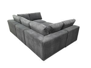 English Elm Corduroy Ribbed Upholstered Modular Sectional Sofa with Reversible Chaise Living Room Dark Gray B2748S00198