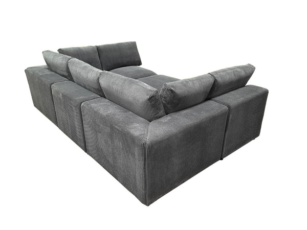 English Elm Corduroy Ribbed Upholstered Modular Sectional Sofa with Reversible Chaise Living Room Dark Gray B2748S00198