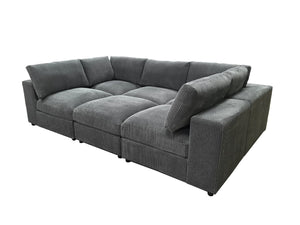 English Elm Corduroy Ribbed Upholstered Modular Sectional Sofa with Reversible Chaise Living Room Dark Gray B2748S00198
