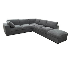 English Elm Corduroy Ribbed Upholstered Modular Sectional Sofa with Reversible Chaise Living Room Dark Gray B2748S00198