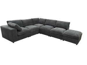 English Elm Corduroy Ribbed Upholstered Modular Sectional Sofa with Reversible Chaise Living Room Dark Gray B2748S00198