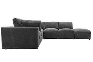 English Elm Corduroy Ribbed Upholstered Modular Sectional Sofa with Reversible Chaise Living Room Dark Gray B2748S00198