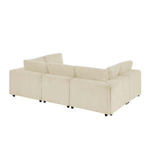 English Elm Corduroy Ribbed Upholstered Modular Sectional Sofa with Reversible Chaise Living Room Beige B2748S00199