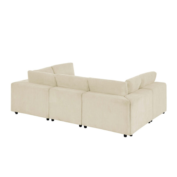 English Elm Corduroy Ribbed Upholstered Modular Sectional Sofa with Reversible Chaise Living Room Beige B2748S00199