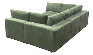 English Elm Corduroy Ribbed Upholstered Modular Sectional Sofa with Reversible Chaise Living Room Dark Green B2748S00201