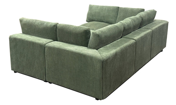 English Elm Corduroy Ribbed Upholstered Modular Sectional Sofa with Reversible Chaise Living Room Dark Green B2748S00201
