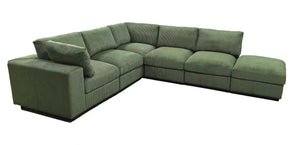 English Elm Corduroy Ribbed Upholstered Modular Sectional Sofa with Reversible Chaise Living Room Dark Green B2748S00201