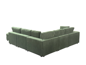 English Elm Corduroy Ribbed Upholstered Modular Sectional Sofa with Reversible Chaise Living Room Dark Green B2748S00201