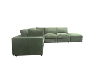 English Elm Corduroy Ribbed Upholstered Modular Sectional Sofa with Reversible Chaise Living Room Dark Green B2748S00201