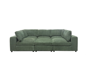 English Elm Corduroy Ribbed Upholstered Modular Sectional Sofa with Reversible Chaise Living Room Dark Green B2748S00201