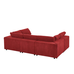 English Elm Corduroy Ribbed Upholstered Modular Sectional Sofa with Reversible Chaise Living Room Red B2748S00202