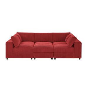 English Elm Corduroy Ribbed Upholstered Modular Sectional Sofa with Reversible Chaise Living Room Red B2748S00202