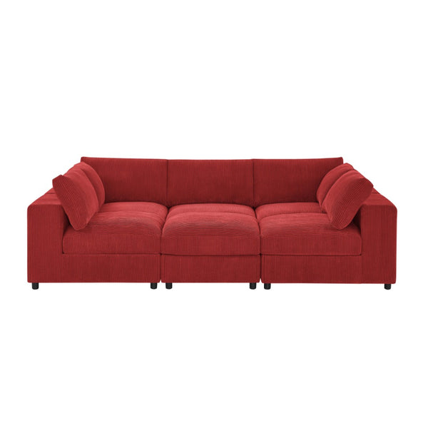 English Elm Corduroy Ribbed Upholstered Modular Sectional Sofa with Reversible Chaise Living Room Red B2748S00202