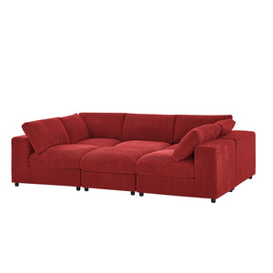 English Elm Corduroy Ribbed Upholstered Modular Sectional Sofa with Reversible Chaise Living Room Red B2748S00202