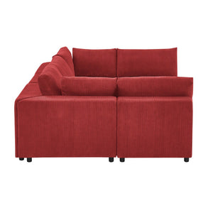 English Elm Corduroy Ribbed Upholstered Modular Sectional Sofa with Reversible Chaise Living Room Red B2748S00202