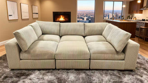 English Elm Corduroy Ribbed Upholstered Modular Sectional Sofa with Reversible Chaise Living Room Camel B2748S00203