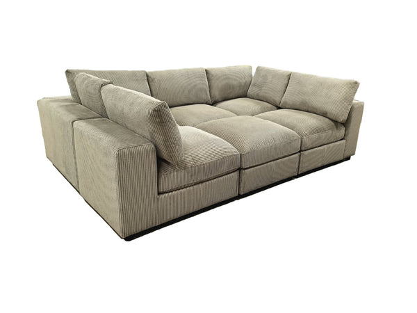 English Elm Corduroy Ribbed Upholstered Modular Sectional Sofa with Reversible Chaise Living Room Camel B2748S00203