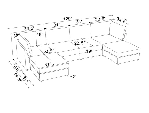 English Elm Corduroy Ribbed Upholstered Modular Sectional Sofa for Versatile Living Room Layouts Dark Gray B2748S00204