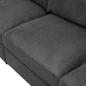 English Elm Corduroy Ribbed Upholstered Modular Sectional Sofa for Versatile Living Room Layouts Dark Gray B2748S00204
