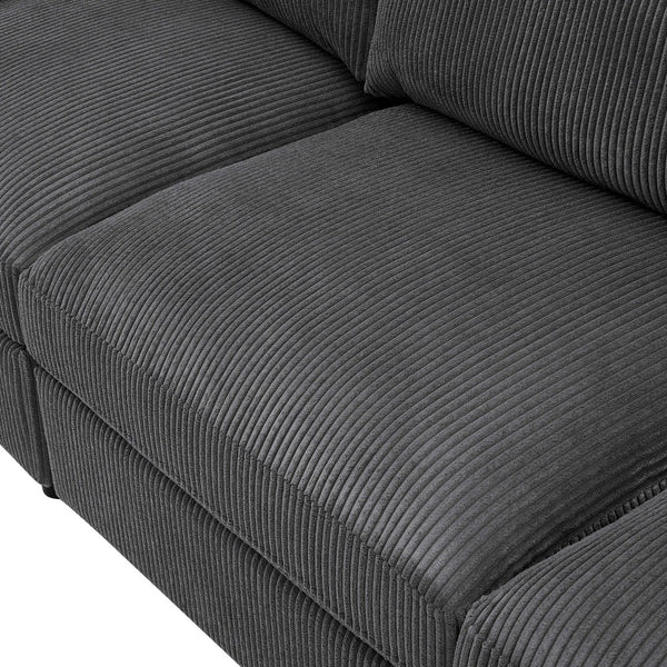 English Elm Corduroy Ribbed Upholstered Modular Sectional Sofa for Versatile Living Room Layouts Dark Gray B2748S00204