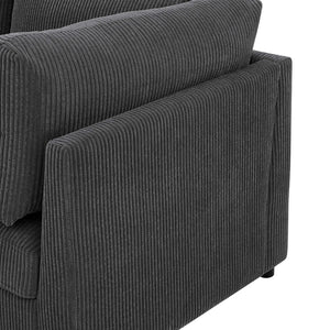 English Elm Corduroy Ribbed Upholstered Modular Sectional Sofa for Versatile Living Room Layouts Dark Gray B2748S00204