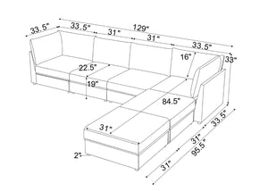 English Elm Corduroy Ribbed Upholstered Modular Sectional Sofa for Versatile Living Room Layouts Dark Gray B2748S00204
