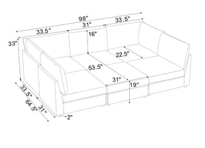 English Elm Corduroy Upholstered Modular Sectional Sofa with Reversible Chaise for Living Rooms Dark Gray B2748S00205