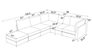 English Elm Corduroy Upholstered Modular Sectional Sofa with Reversible Chaise for Living Rooms Dark Gray B2748S00205