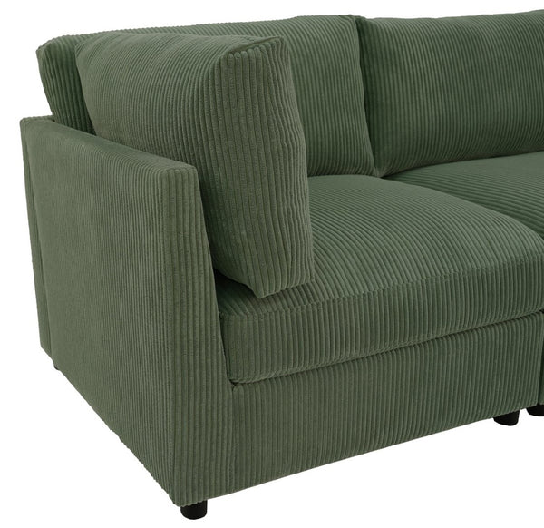 English Elm Corduroy Ribbed Upholstered Modular Sectional Sofa for Versatile Living Room Layouts Dark Green B2748S00206