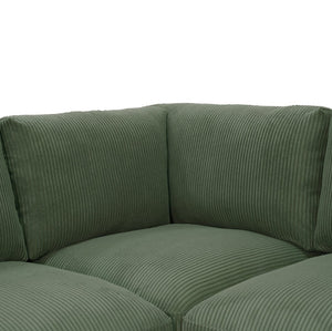 English Elm Corduroy Ribbed Upholstered Modular Sectional Sofa for Versatile Living Room Layouts Dark Green B2748S00206