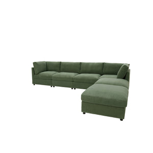 English Elm Corduroy Ribbed Upholstered Modular Sectional Sofa for Versatile Living Room Layouts Dark Green B2748S00206