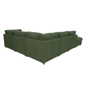 English Elm Corduroy Upholstered Modular Sectional Sofa with Reversible Chaise for Living Rooms Dark Green B2748S00207
