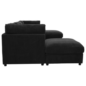 English Elm Corduroy Ribbed Upholstered Modular Sectional Sofa for Versatile Living Room Layouts Black B2748S00208